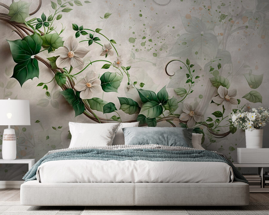 Pittura di fiori e foglie