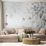 Carta da parati Uccelli che volano nella nebbia