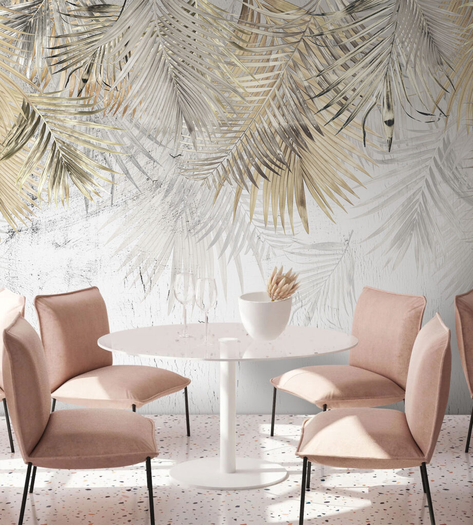 Elegant palm leaves on a textured background Elegant palm leaves on a textured background