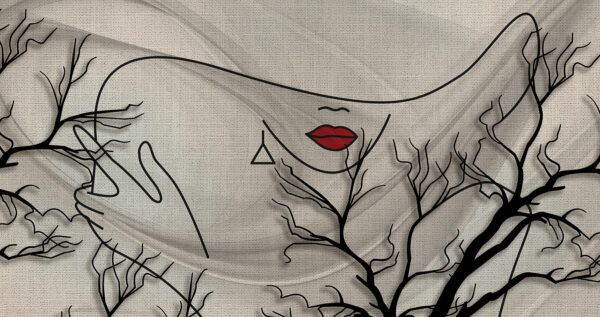 Disegno di un volto di donna e di un albero Disegno di un volto di donna e di un albero