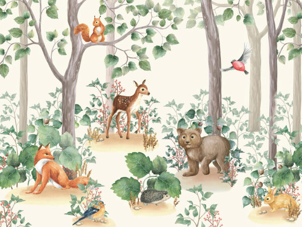 Sfondo con animali nella foresta Sfondo con animali nella foresta