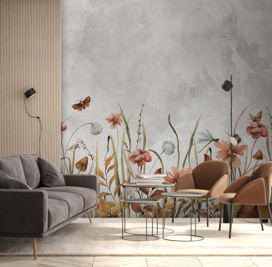 Pittura di fiori ed erba