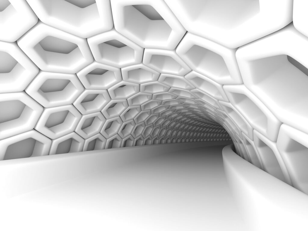 Tunnel bianco con esagoni Tunnel bianco con esagoni