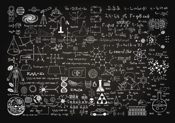 Lavagna con simboli e formule matematiche Lavagna con simboli e formule matematiche