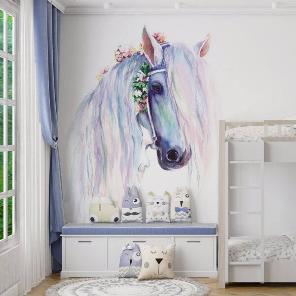 Acquarello di un cavallo con fiori sulla testa u93591pir1m 600x600 - Acquarello di un cavallo con fiori sulla testa