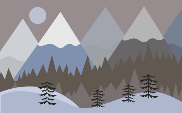 Un paesaggio montano con alberi e neve Un paesaggio montano con alberi e neve