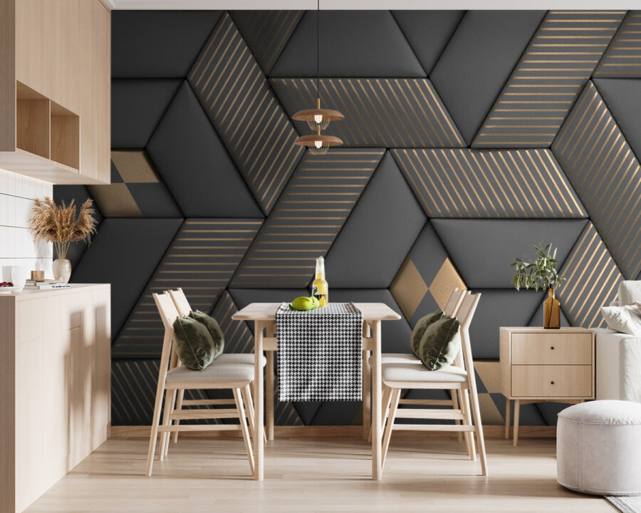 Eleganza geometrica nei colori grigio e ottone.