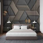 Carta da parati Eleganza geometrica nei colori grigio e ottone