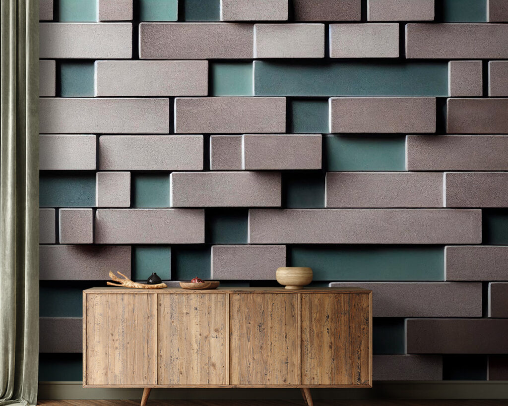 Wall of white and grey bricks