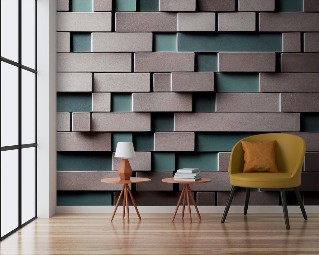 Wall of white and grey bricks