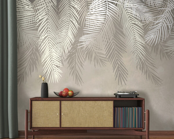 White leaves on a gray background