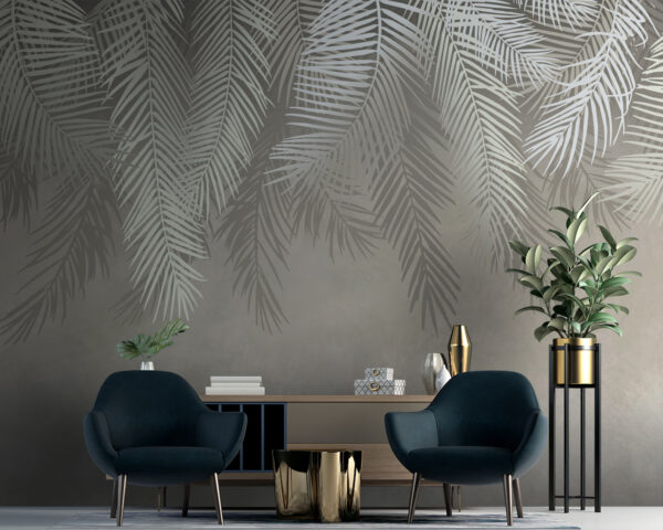 White leaves on a gray background