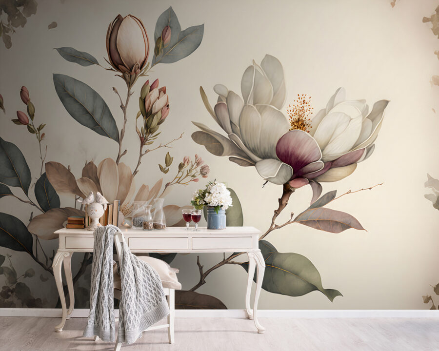Eleganti fiori di magnolia dalle tonalità tenui. Eleganti fiori di magnolia dalle tonalità tenui.