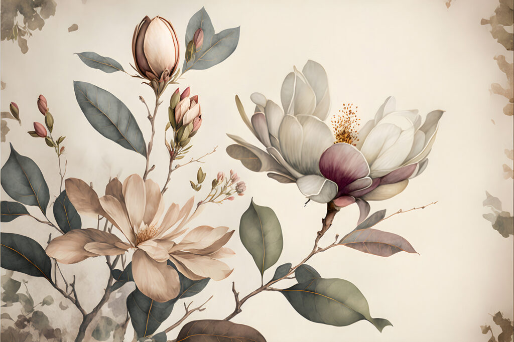 Eleganti fiori di magnolia dalle tonalità tenui. Eleganti fiori di magnolia dalle tonalità tenui.