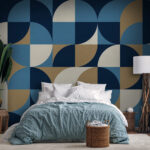 Carta da parati Motivo geometrico blu e bianco