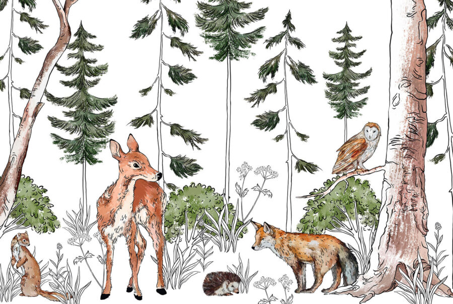 Gruppo di animali in una foresta