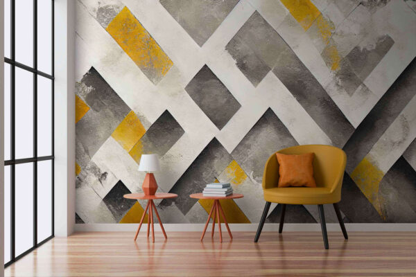 Parete dipinta di grigio e giallo Parete dipinta di grigio e giallo