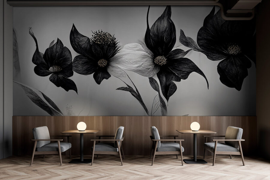 Carta da parati Fiore bianco e nero - immagine 3