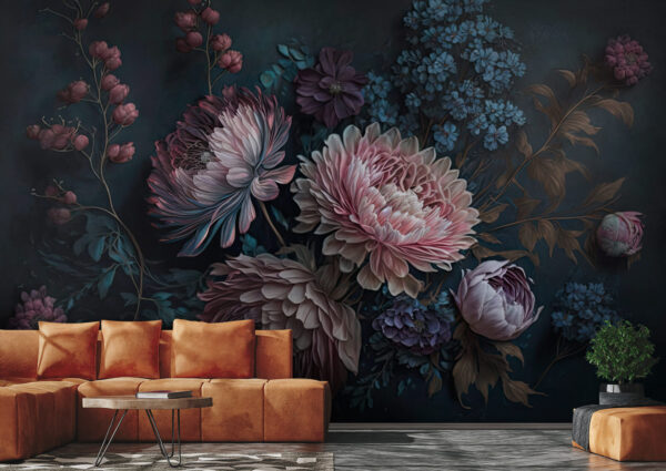 Pittura di fiori su sfondo scuro Pittura di fiori su sfondo scuro