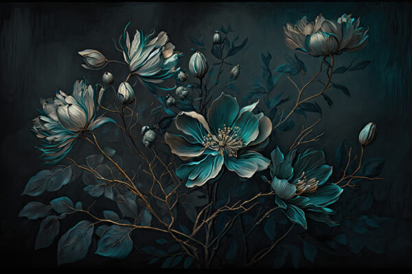 Pittura di fiori su sfondo nero Pittura di fiori su sfondo nero
