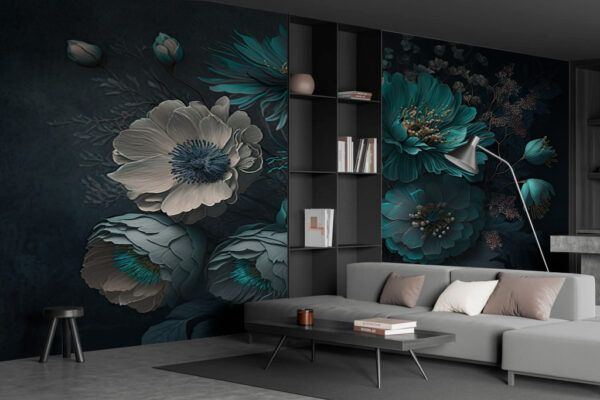 Elegante composizione floreale dai toni freddi. Elegante composizione floreale dai toni freddi.