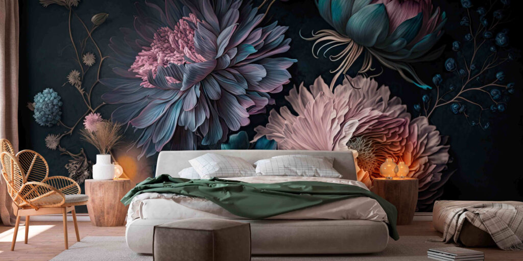 Elegant flowers on a dark background