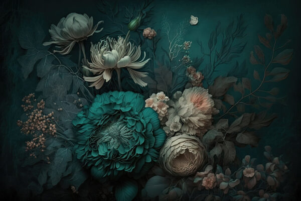 Elegant floral composition with deep hues Elegant floral composition with deep hues