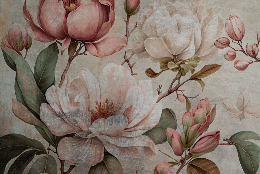 Elegante composizione floreale dalle tonalità tenui.