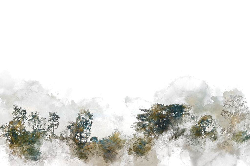 Acquerello di alberi e nuvole Acquerello di alberi e nuvole