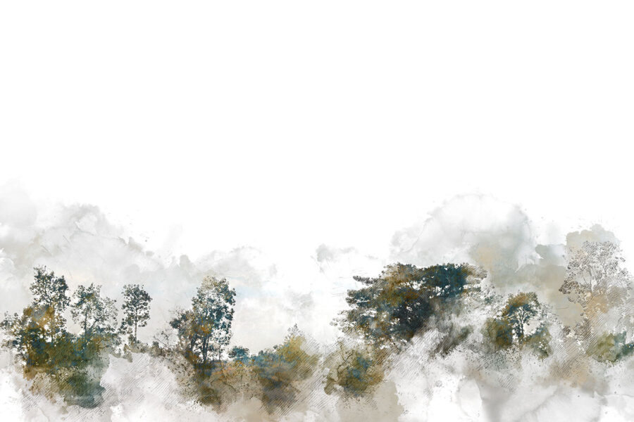 Acquerello di alberi e nuvole Acquerello di alberi e nuvole
