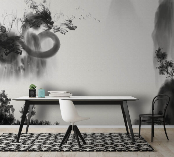 Immagine in bianco e nero di un drago Immagine in bianco e nero di un drago