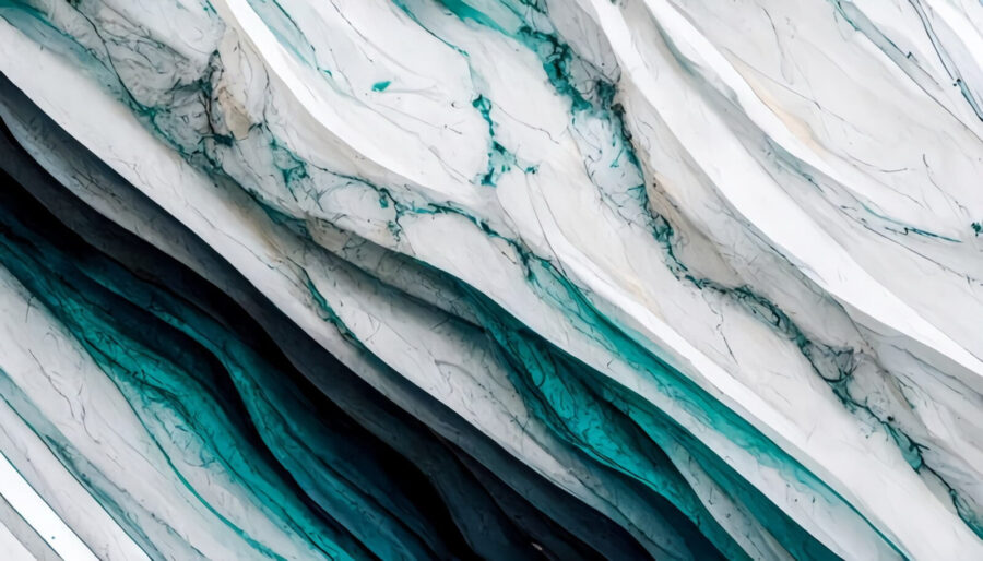 Onde strutturate di bianco e verde acqua.