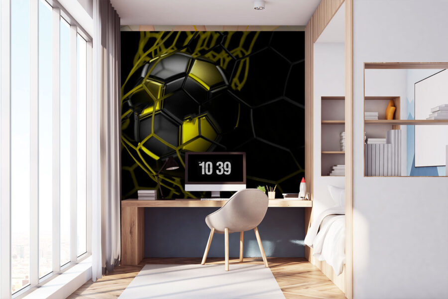 Palla da calcio in una rete