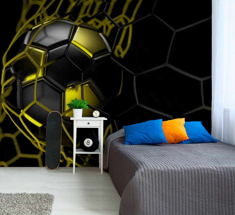 Palla da calcio in una rete