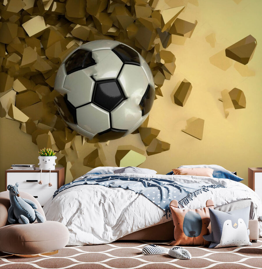 Pallone da calcio in un mucchio di pezzi rotti Pallone da calcio in un mucchio di pezzi rotti