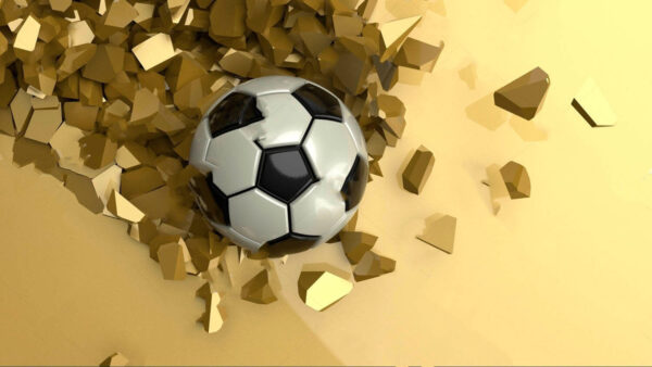 Pallone da calcio in un mucchio di pezzi rotti Pallone da calcio in un mucchio di pezzi rotti