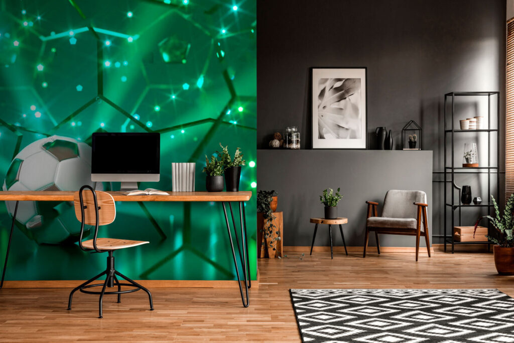 Football ball on a reflective surface Football ball on a reflective surface