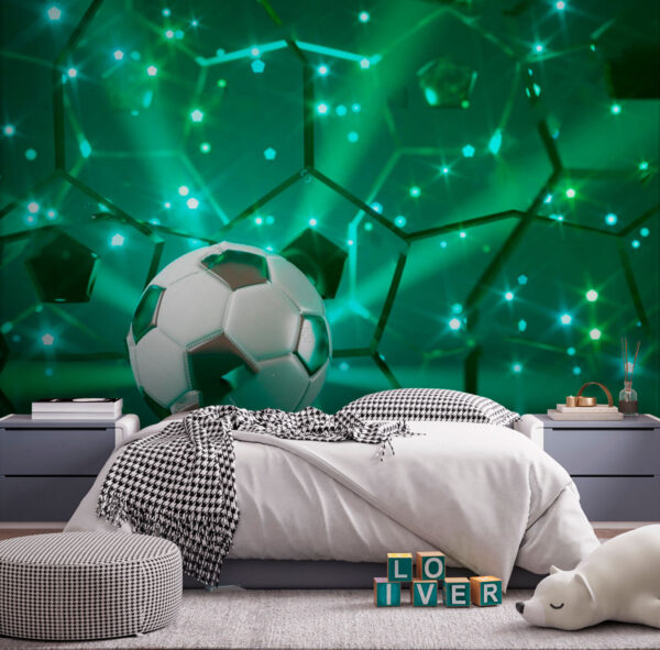 Pallone da calcio su una superficie riflettente Pallone da calcio su una superficie riflettente