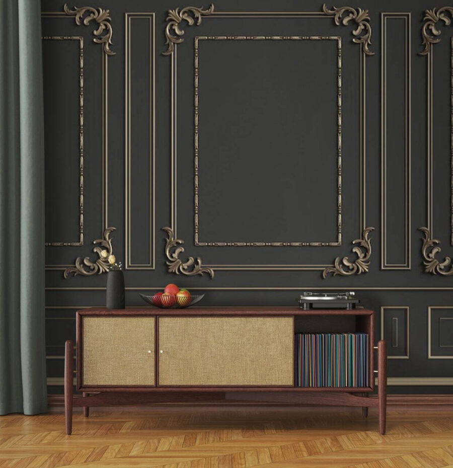 Elegante design a parete ornato in tonalità scure