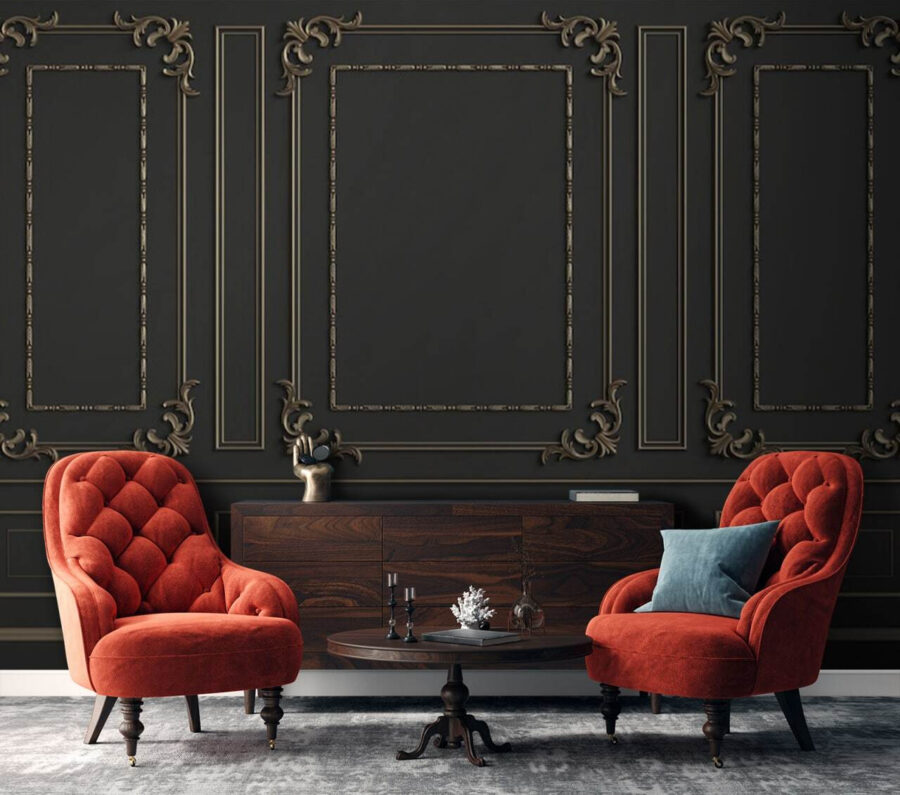 Elegante design a parete ornato in tonalità scure