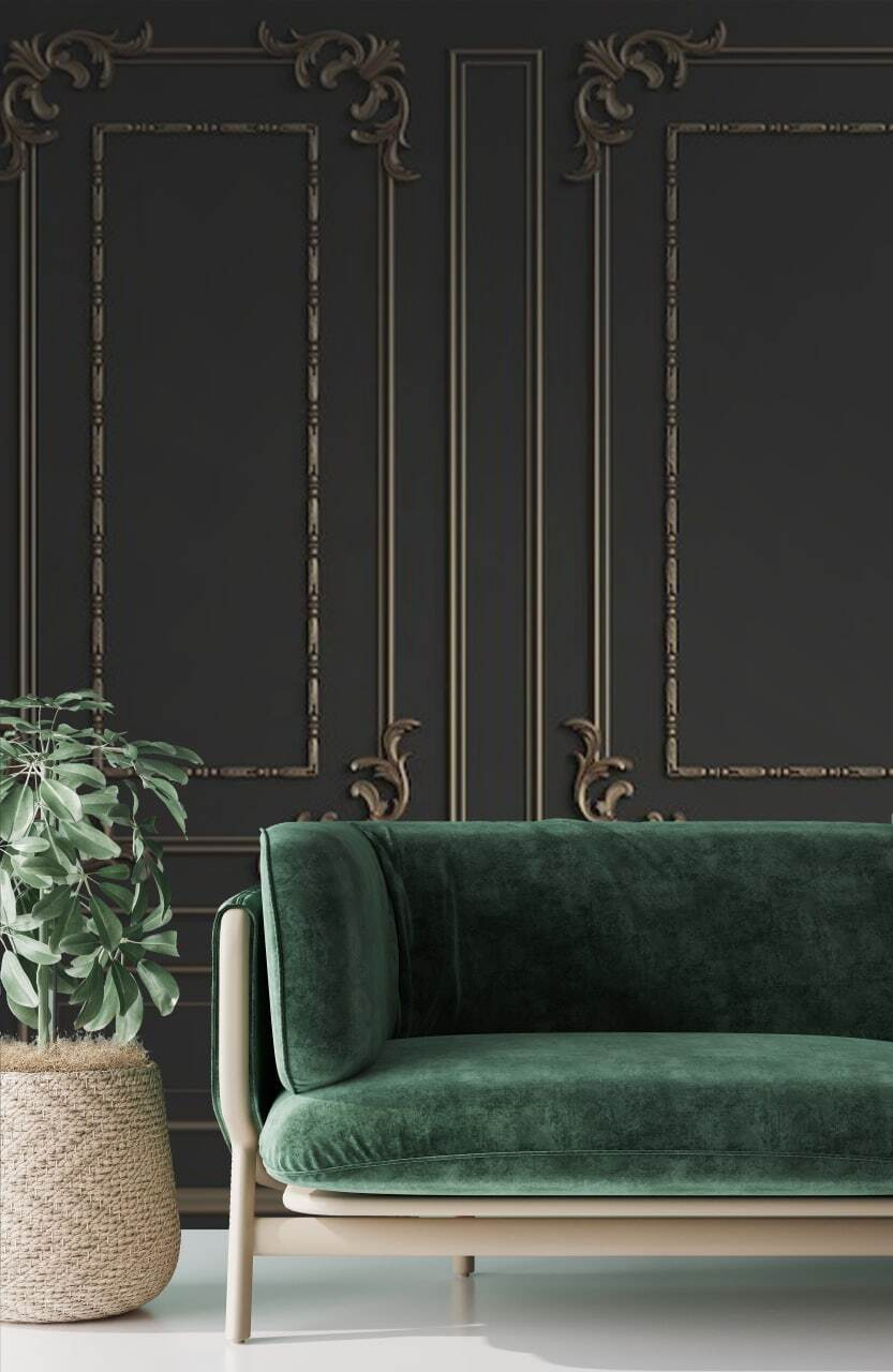 Elegante design a parete ornato in tonalità scure