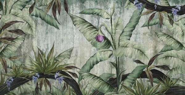 Carta da parati con albero di banane e fiori Carta da parati con albero di banane e fiori