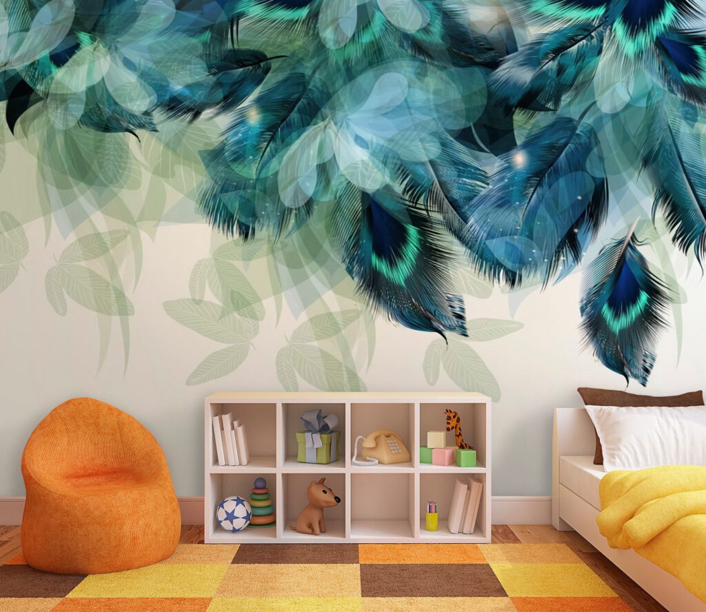 Blue and green feathers