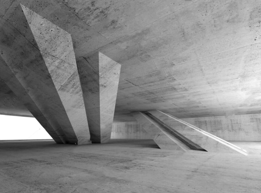 Sala in cemento armato con colonne