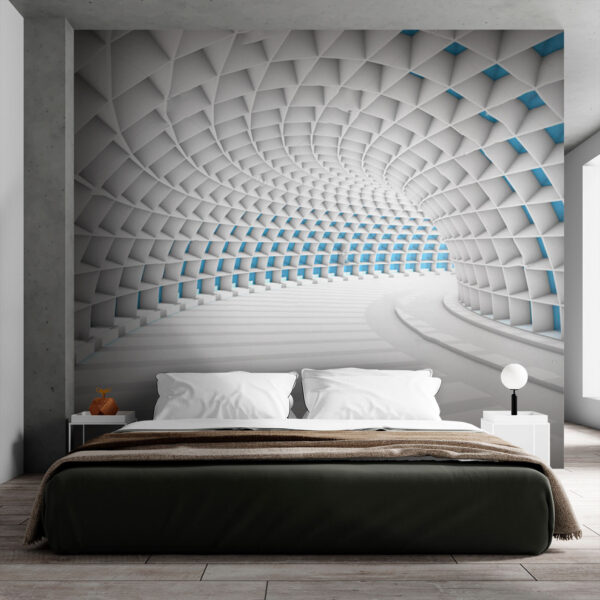 Tunnel bianco con quadrati blu Tunnel bianco con quadrati blu