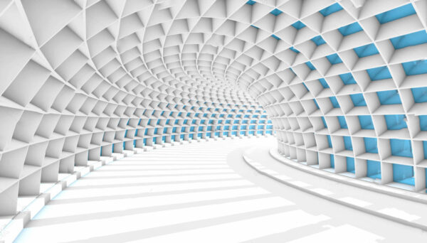 Tunnel bianco con quadrati blu Tunnel bianco con quadrati blu