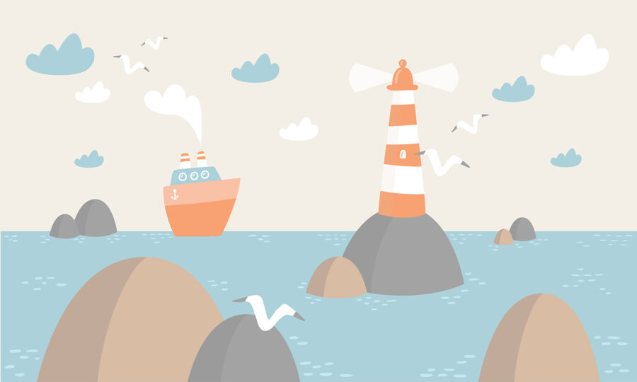 Carta da parati Cartone animato di un faro e di una barca - immagine 4
