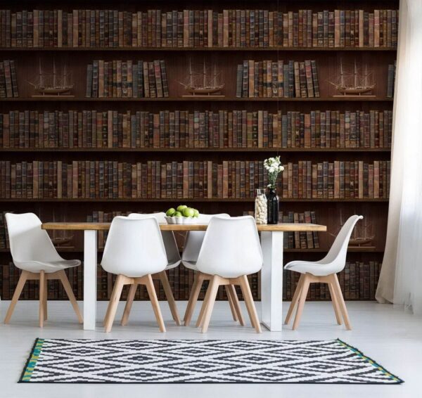 Parete di libri con barche Parete di libri con barche