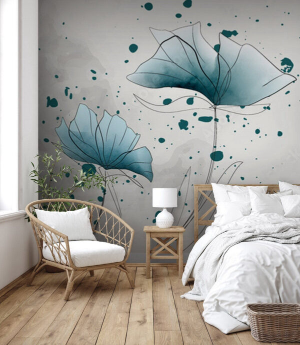 Fiori blu che danzano con ventilata eleganza Fiori blu che danzano con ventilata eleganza