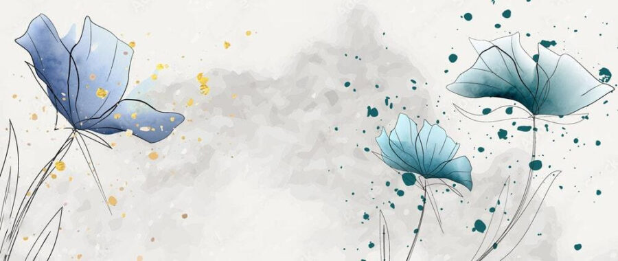 Fiori blu che danzano con ventilata eleganza